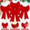 12 PCS Christmas Bows, PVC Christmas Tree Bows 5 x 8 Inches, Red Velvet Bows for Hanging Red Christmas Bows Outdoor Indoor Large Christmas Bows Xmas Decor Party Supplies Wreath Railing Fences